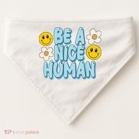 Be A Nice Human Cute Smile Retro USA-Made Doggie Bandana thumb 0