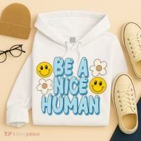 Be A Nice Human Cute Smile Retro Hoodie thumb 4