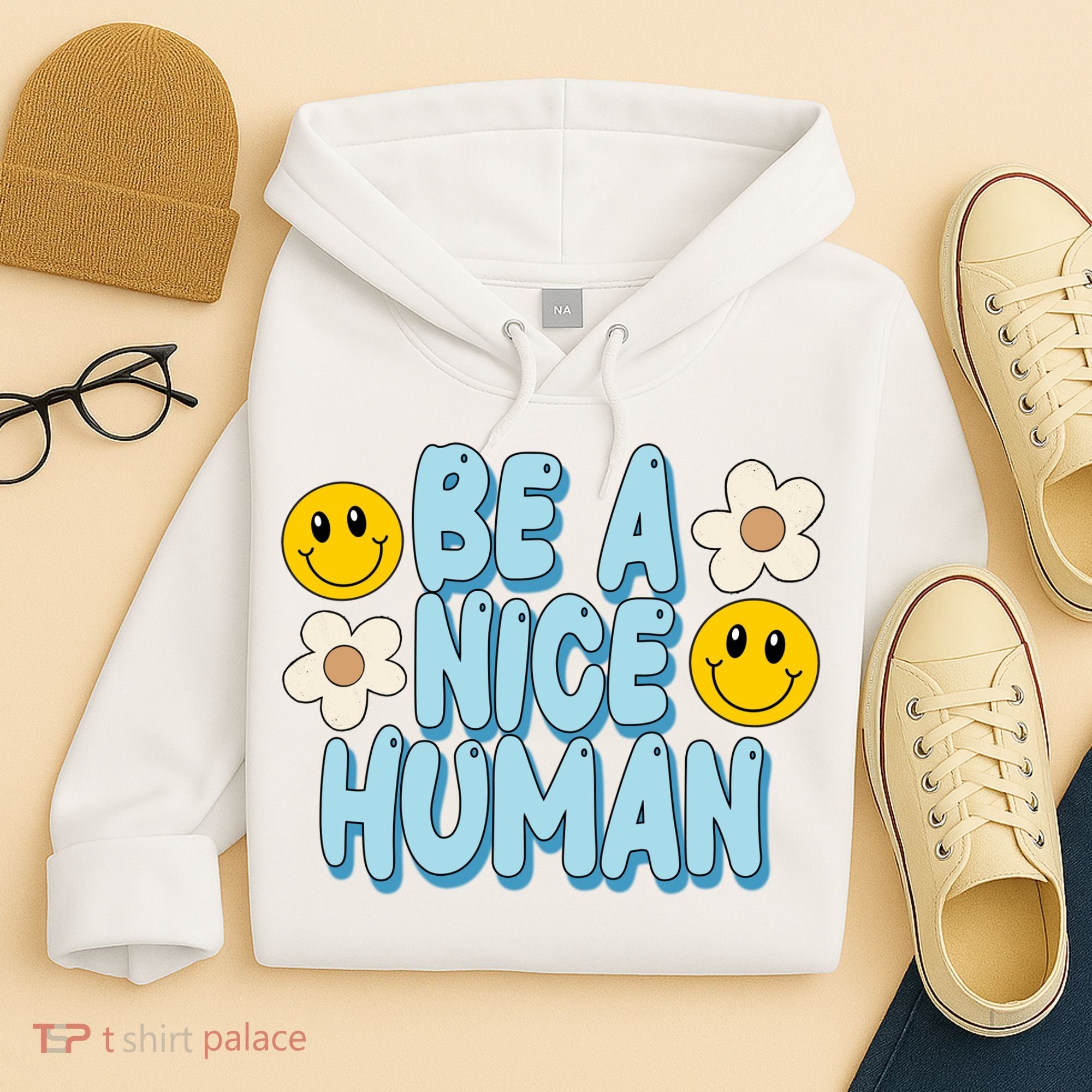 Be A Nice Human Cute Smile Retro Hoodie