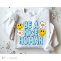 Be A Nice Human Cute Smile Retro Sweatshirt thumb 2
