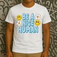 Be A Nice Human Cute Smile Retro T-Shirt thumb 3