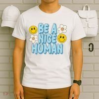 Be A Nice Human Cute Smile Retro T-Shirt thumb 6
