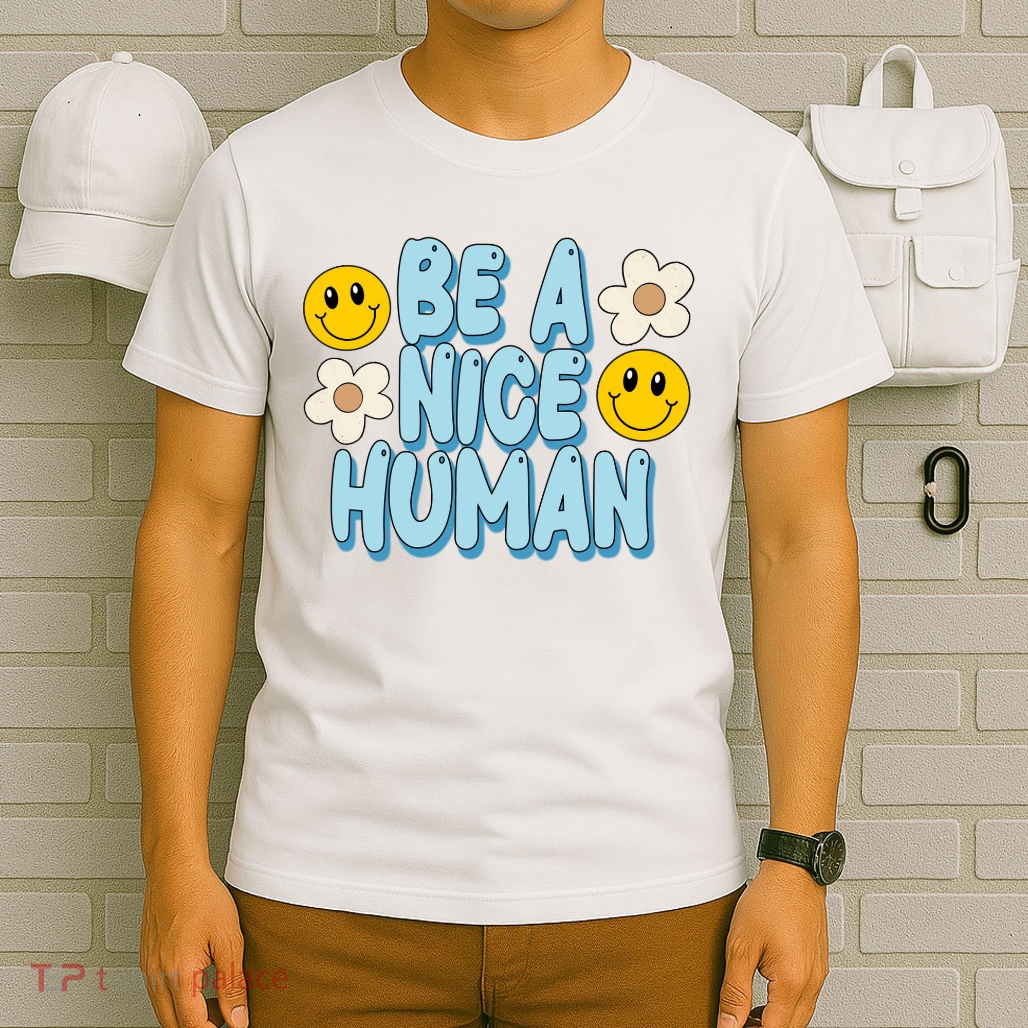 Be A Nice Human Cute Smile Retro T-Shirt