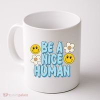 Be A Nice Human Cute Smile Retro Coffee Mug thumb 0