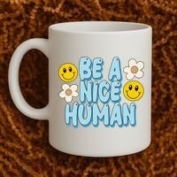 Be A Nice Human Cute Smile Retro Coffee Mug thumb 2