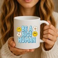 Be A Nice Human Cute Smile Retro Coffee Mug thumb 3
