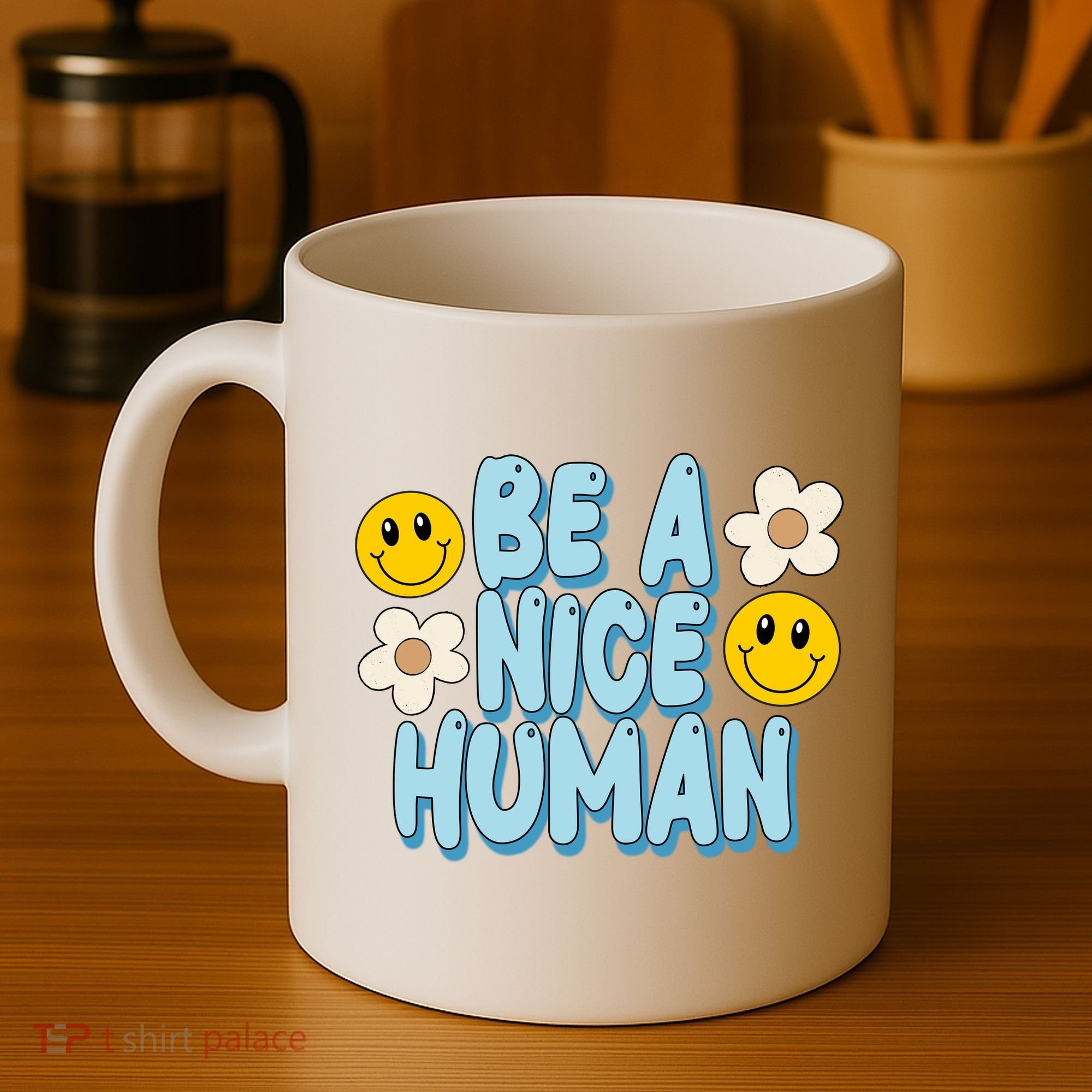 Be A Nice Human Cute Smile Retro Coffee Mug
