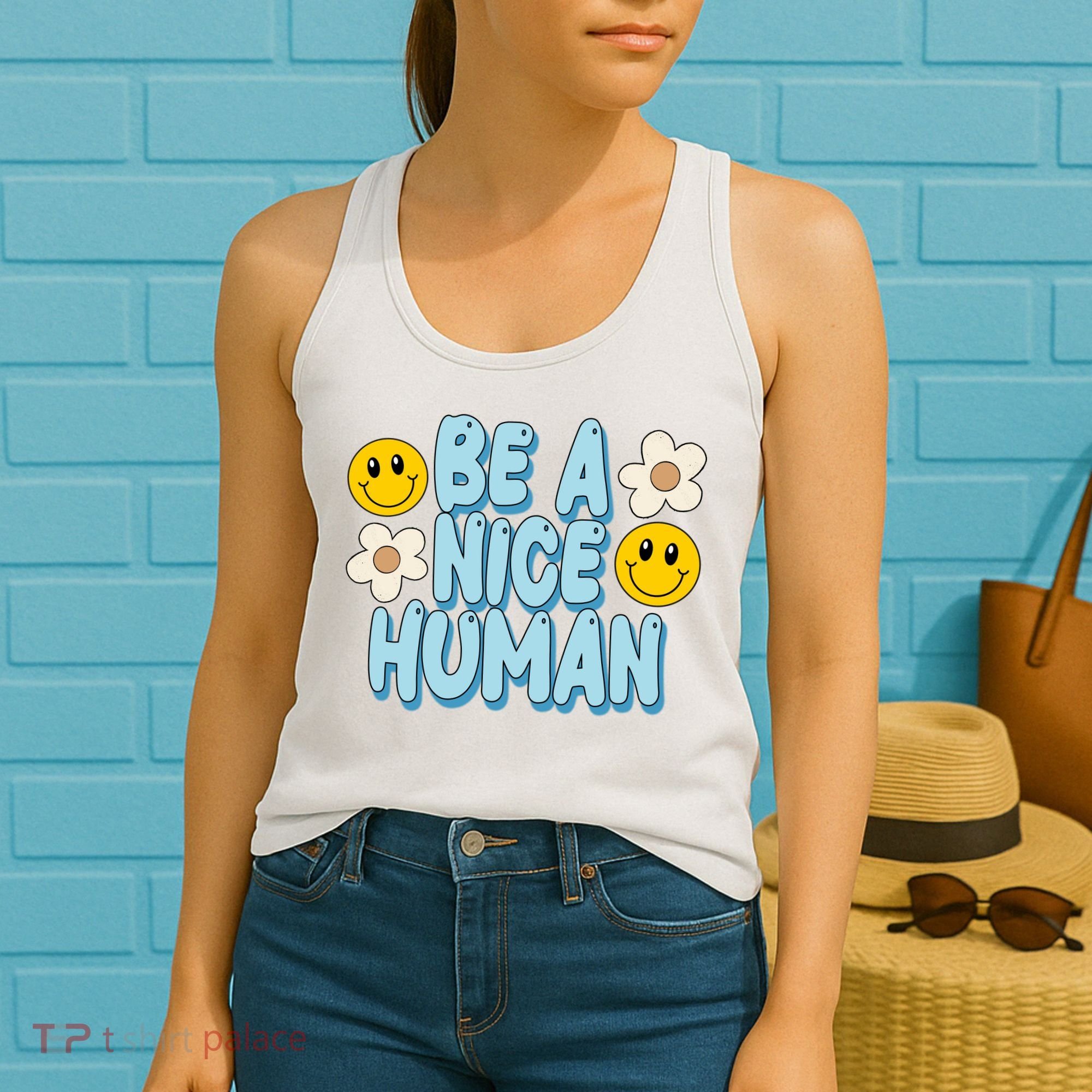 Be A Nice Human Cute Smile Retro Women's Tank Top