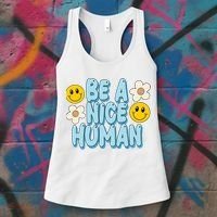 Be A Nice Human Cute Smile Retro Women's Tank Top thumb 3