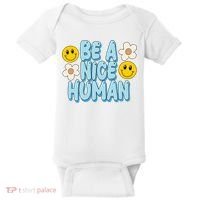 Be A Nice Human Cute Smile Retro Baby Bodysuit thumb 0