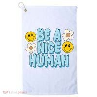 Be A Nice Human Cute Smile Retro Golf Towel thumb 0