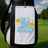 Be A Nice Human Cute Smile Retro Golf Towel thumb 2