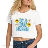 Be A Nice Human Cute Smile Retro Women's Crop Top Tee thumb 2