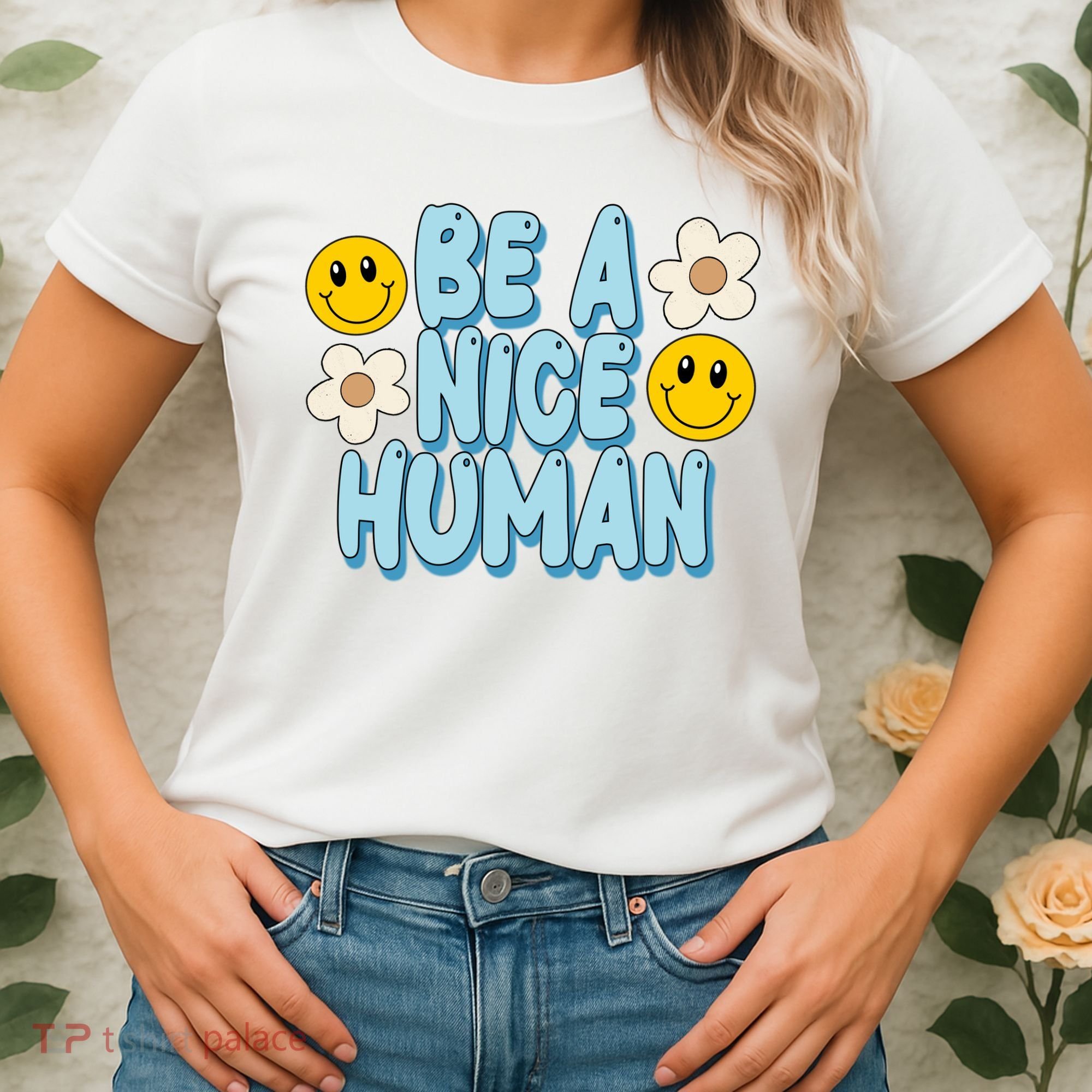 Be A Nice Human Cute Smile Retro Women's T-Shirt