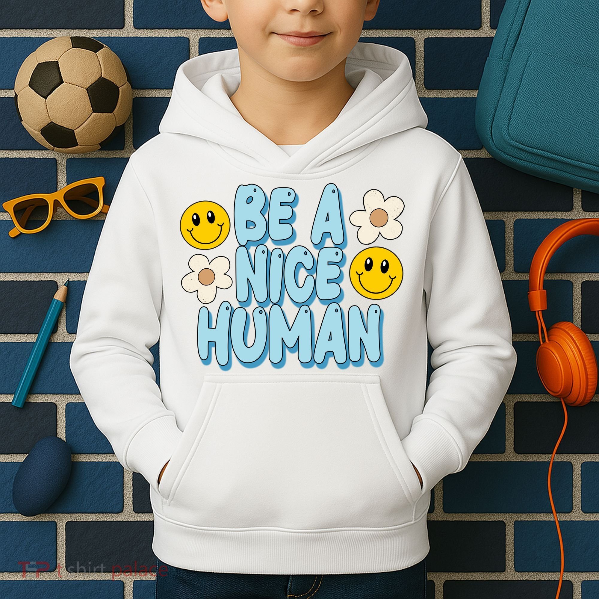 Be A Nice Human Cute Smile Retro Kids Hoodie