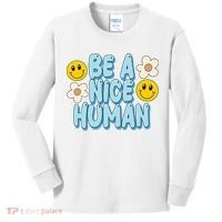 Be A Nice Human Cute Smile Retro Kids Long Sleeve Shirt thumb 0