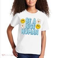 Be A Nice Human Cute Smile Retro Kids T-Shirt thumb 2