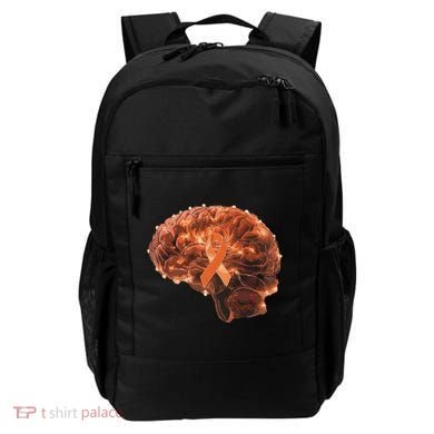 Brain Art Orange Ribbon Multiple Sclerosis Awareness Gift Backpack