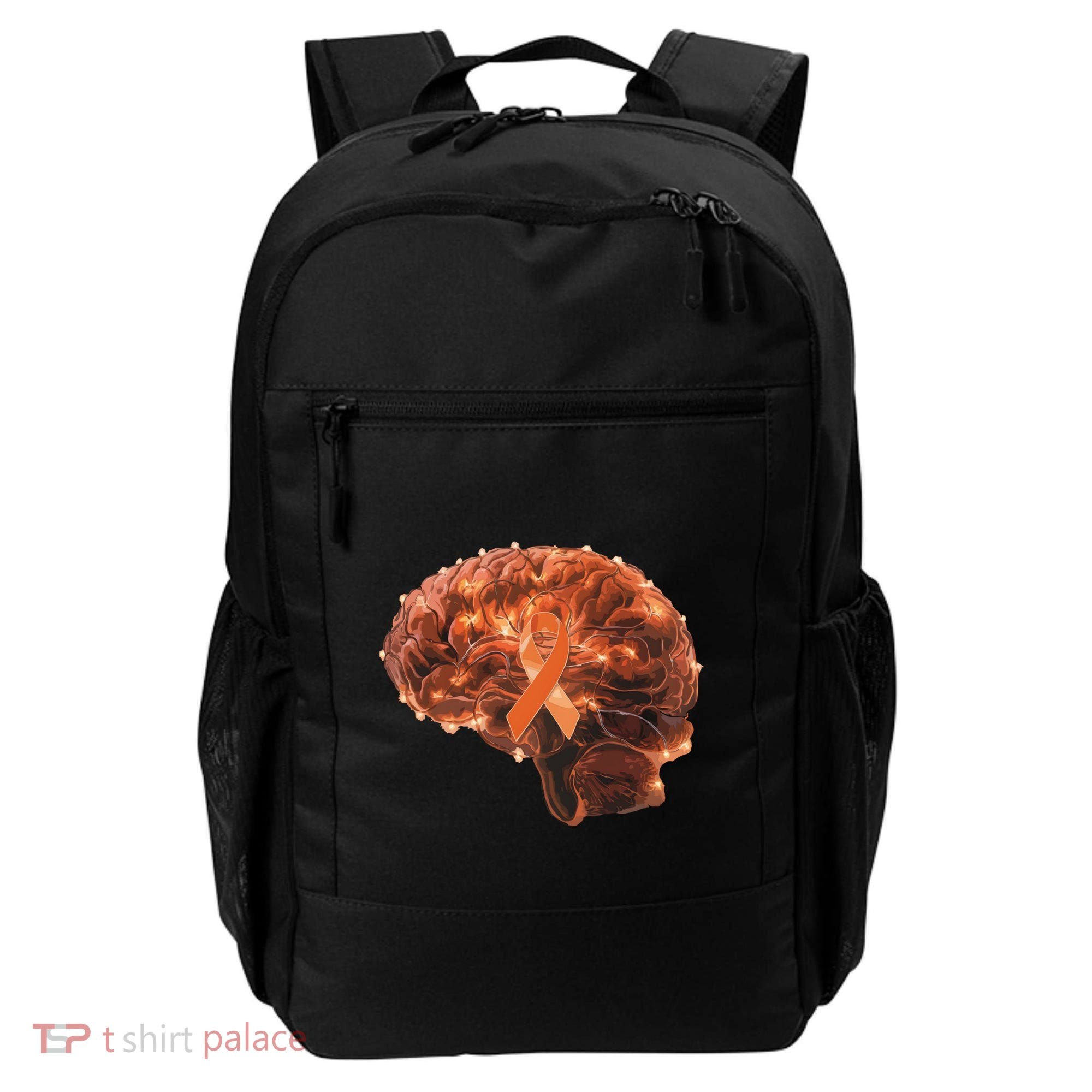 Brain Art Orange Ribbon Multiple Sclerosis Awareness Gift Backpack