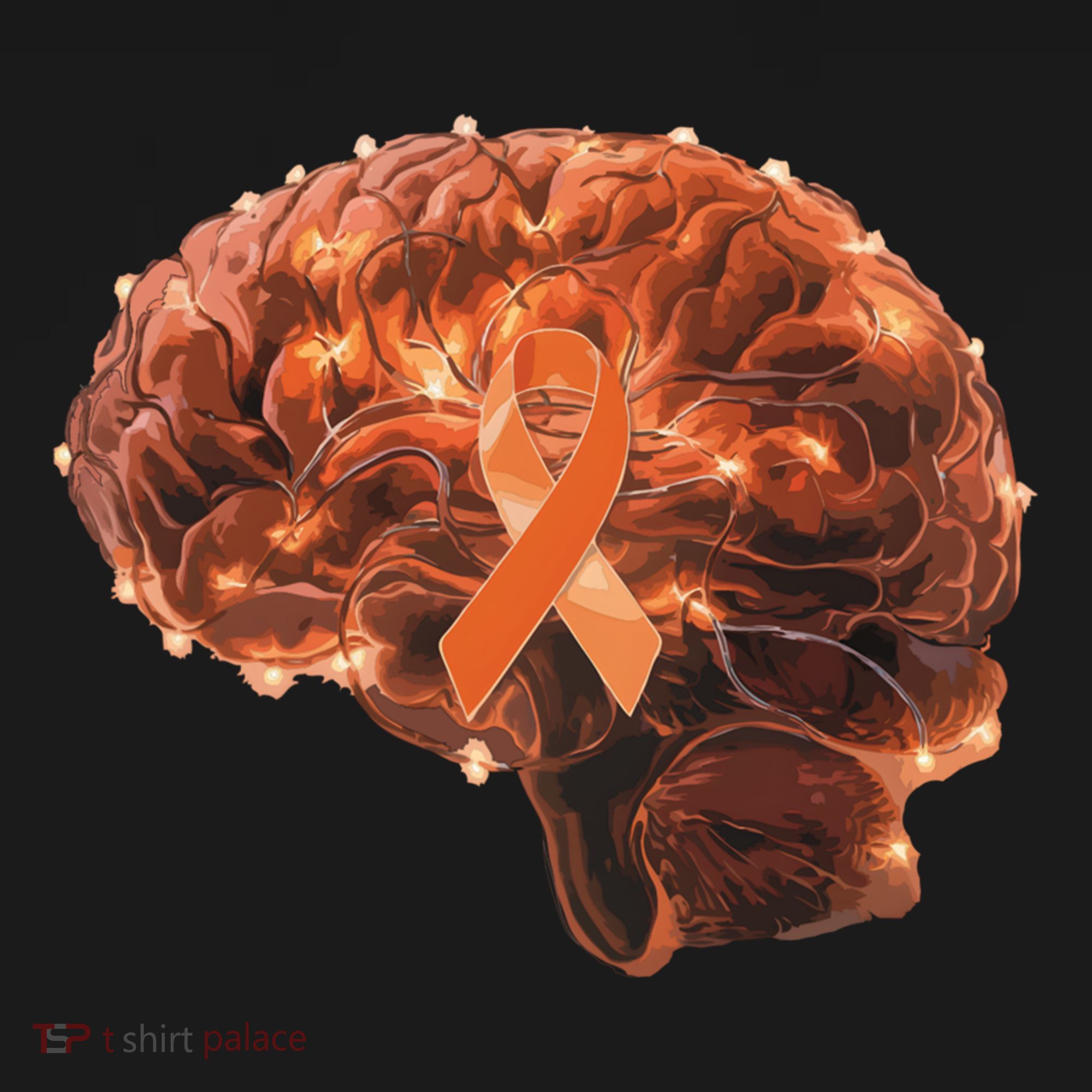 Brain Art Orange Ribbon Multiple Sclerosis Awareness Gift Pajama Set