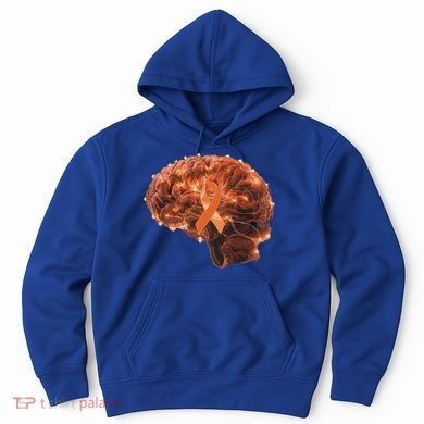 Brain Art Orange Ribbon Multiple Sclerosis Awareness Gift Hoodie