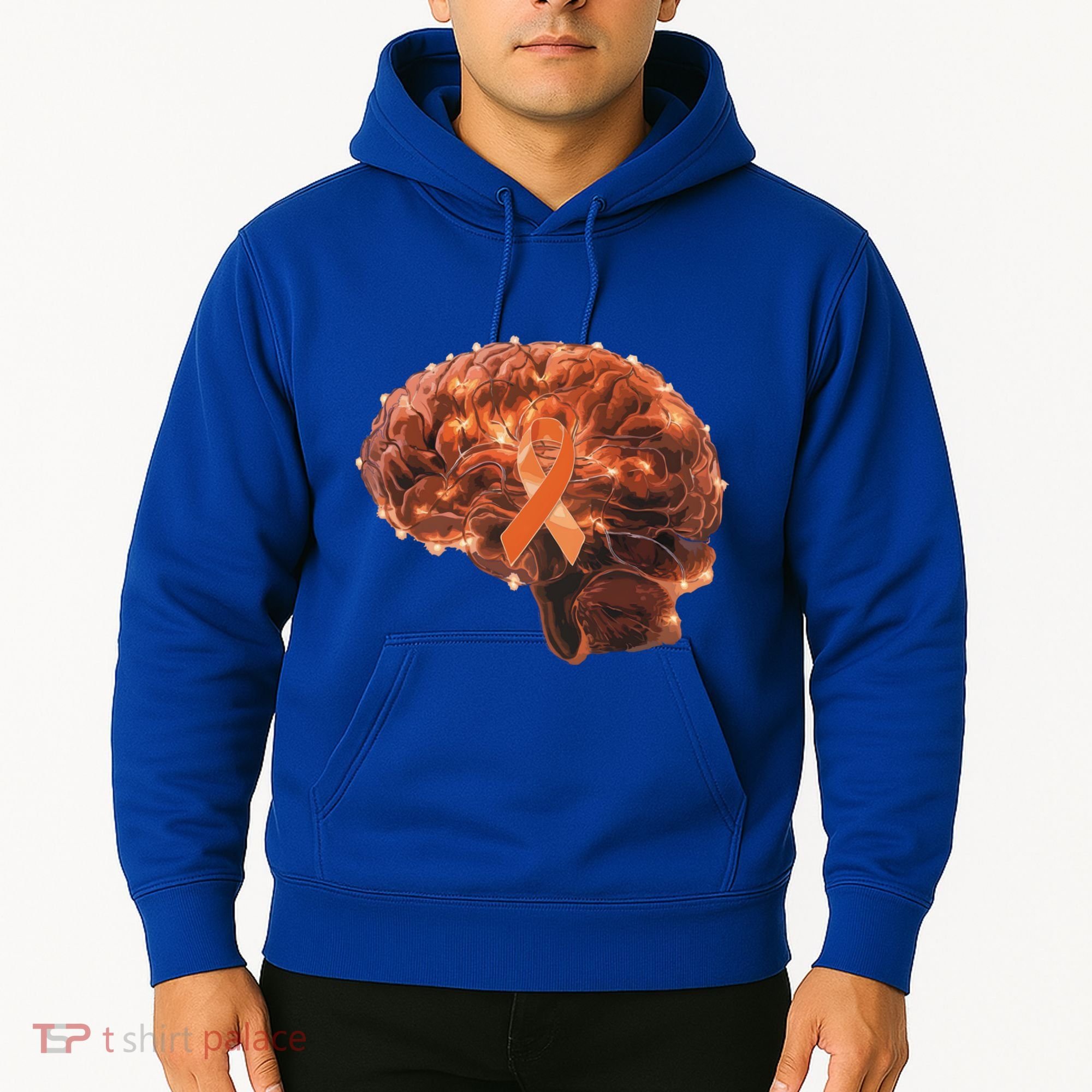 Brain Art Orange Ribbon Multiple Sclerosis Awareness Gift Hoodie
