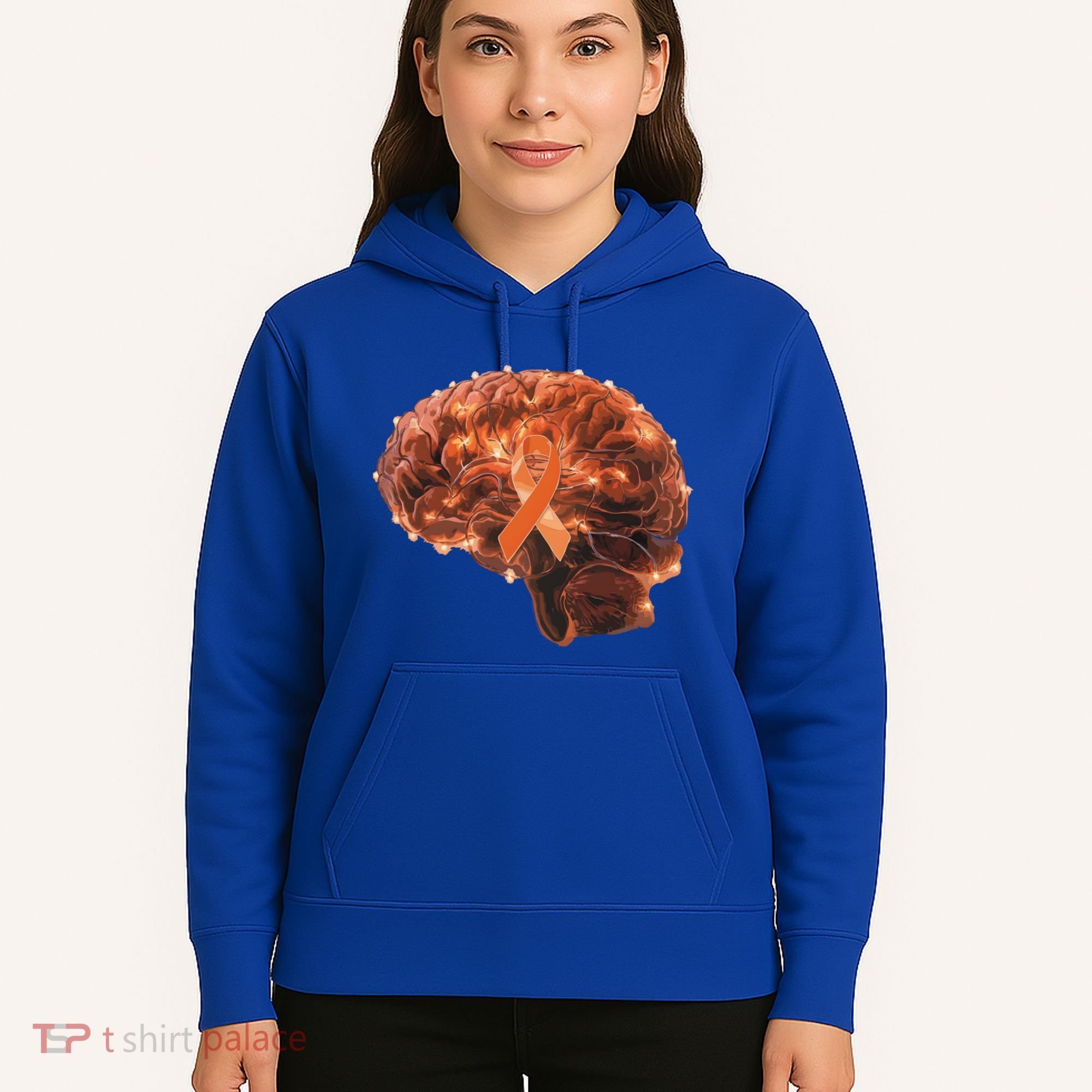 Brain Art Orange Ribbon Multiple Sclerosis Awareness Gift Hoodie
