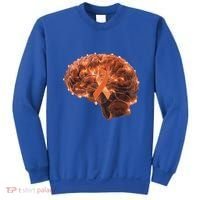 Brain Art Orange Ribbon Multiple Sclerosis Awareness Gift Sweatshirt thumb 0