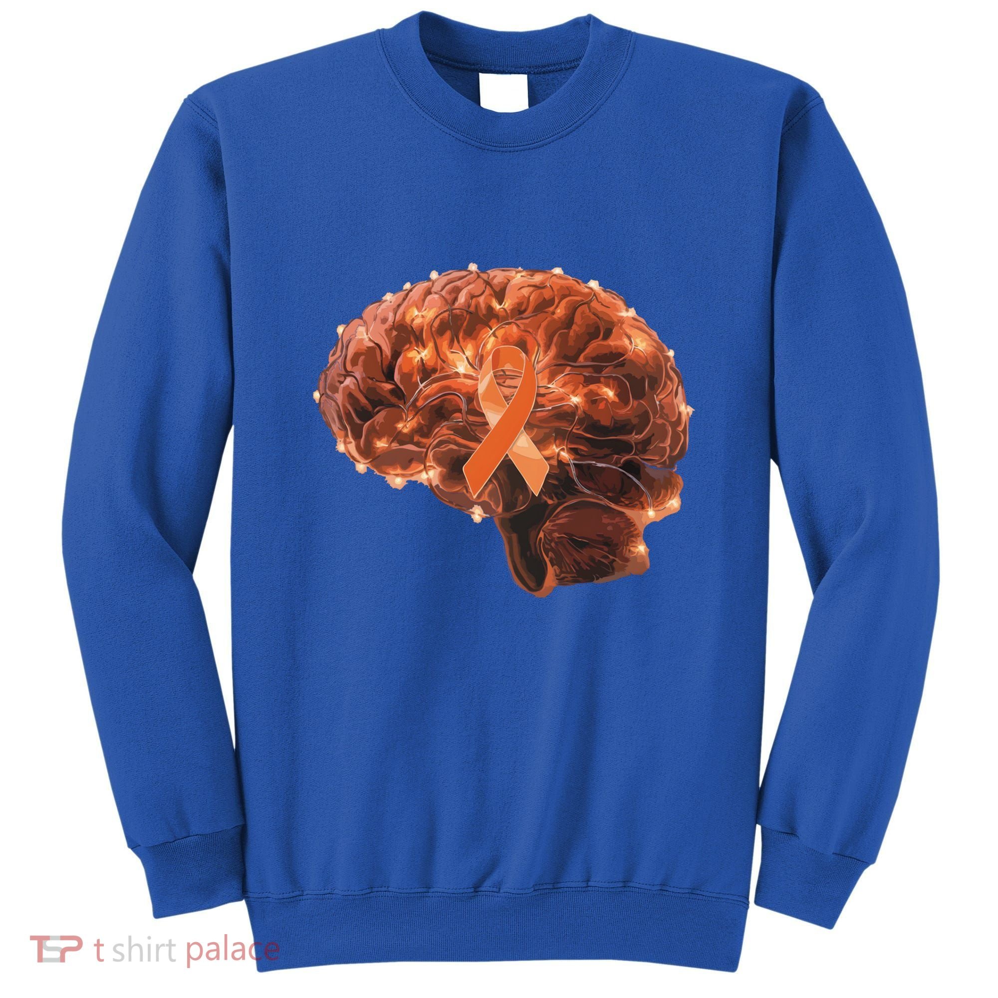 Brain Art Orange Ribbon Multiple Sclerosis Awareness Gift Sweatshirt