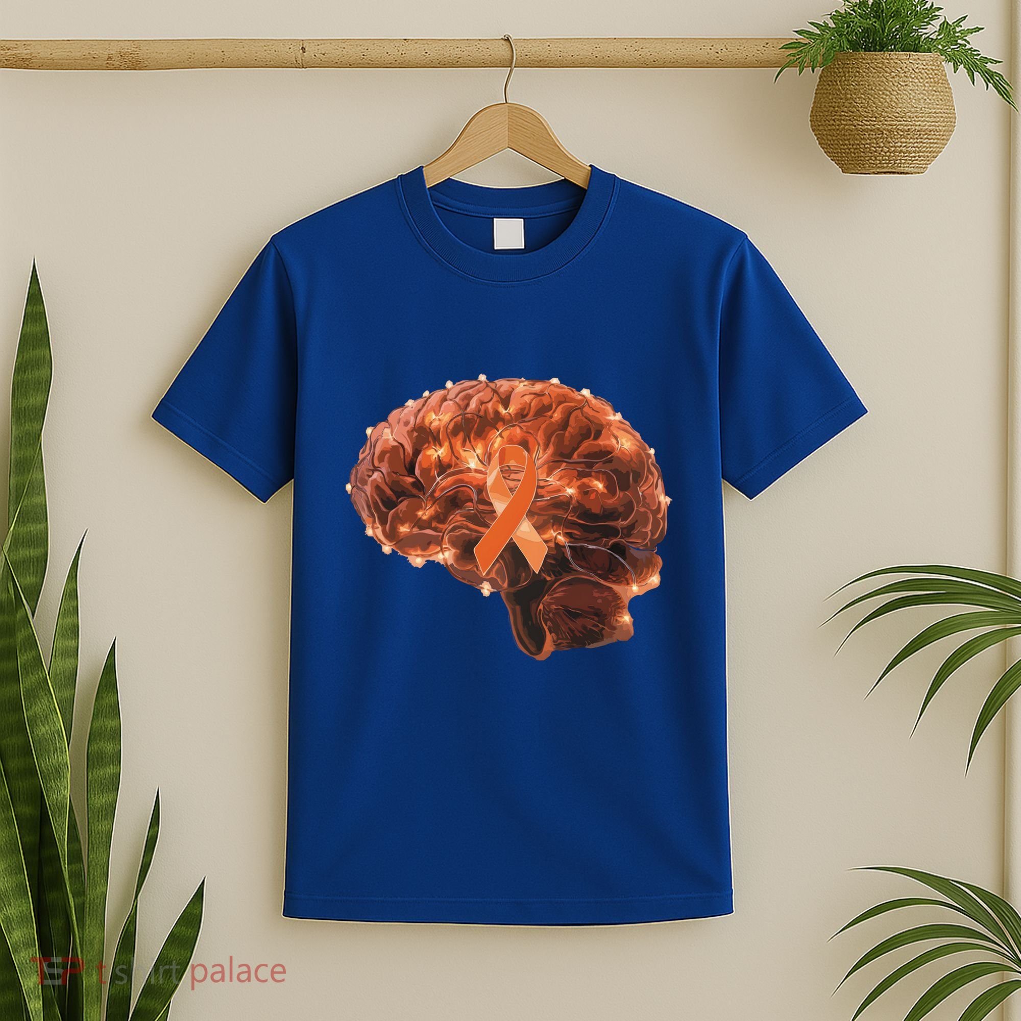 Brain Art Orange Ribbon Multiple Sclerosis Awareness Gift T-Shirt