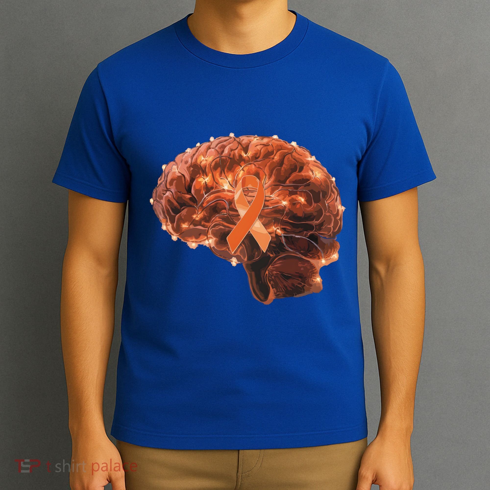 Brain Art Orange Ribbon Multiple Sclerosis Awareness Gift T-Shirt