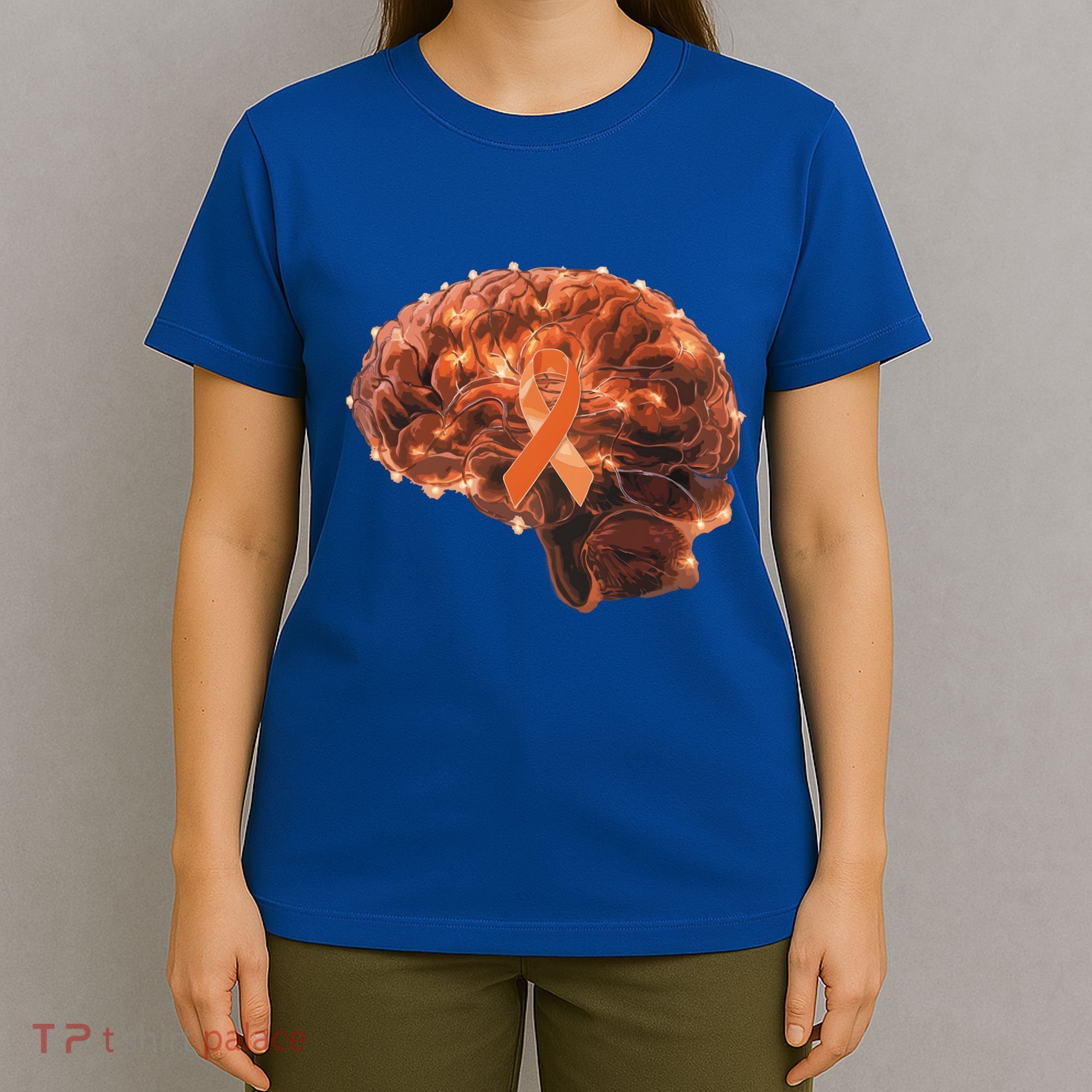 Brain Art Orange Ribbon Multiple Sclerosis Awareness Gift T-Shirt