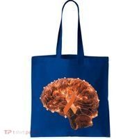 Brain Art Orange Ribbon Multiple Sclerosis Awareness Gift Tote Bag thumb 0