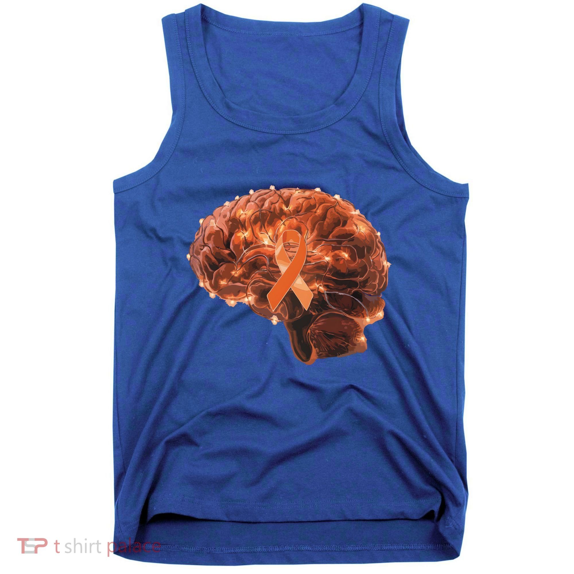 Brain Art Orange Ribbon Multiple Sclerosis Awareness Gift Tank Top