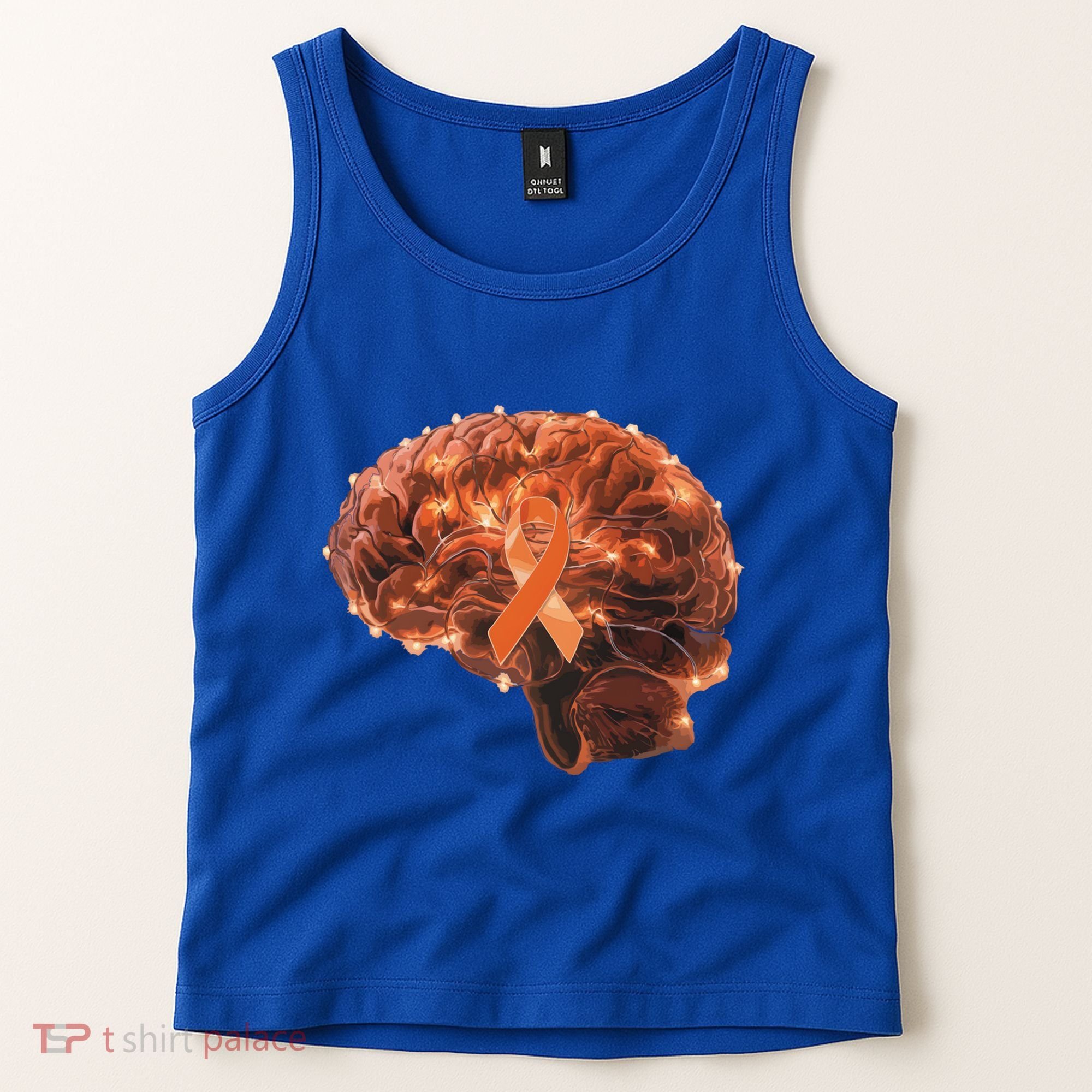 Brain Art Orange Ribbon Multiple Sclerosis Awareness Gift Tank Top