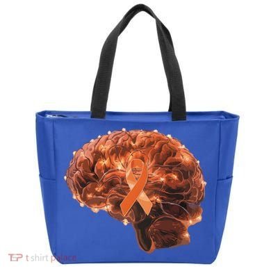 Brain Art Orange Ribbon Multiple Sclerosis Awareness Gift Tote Bag