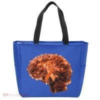 Brain Art Orange Ribbon Multiple Sclerosis Awareness Gift Tote Bag thumb 0