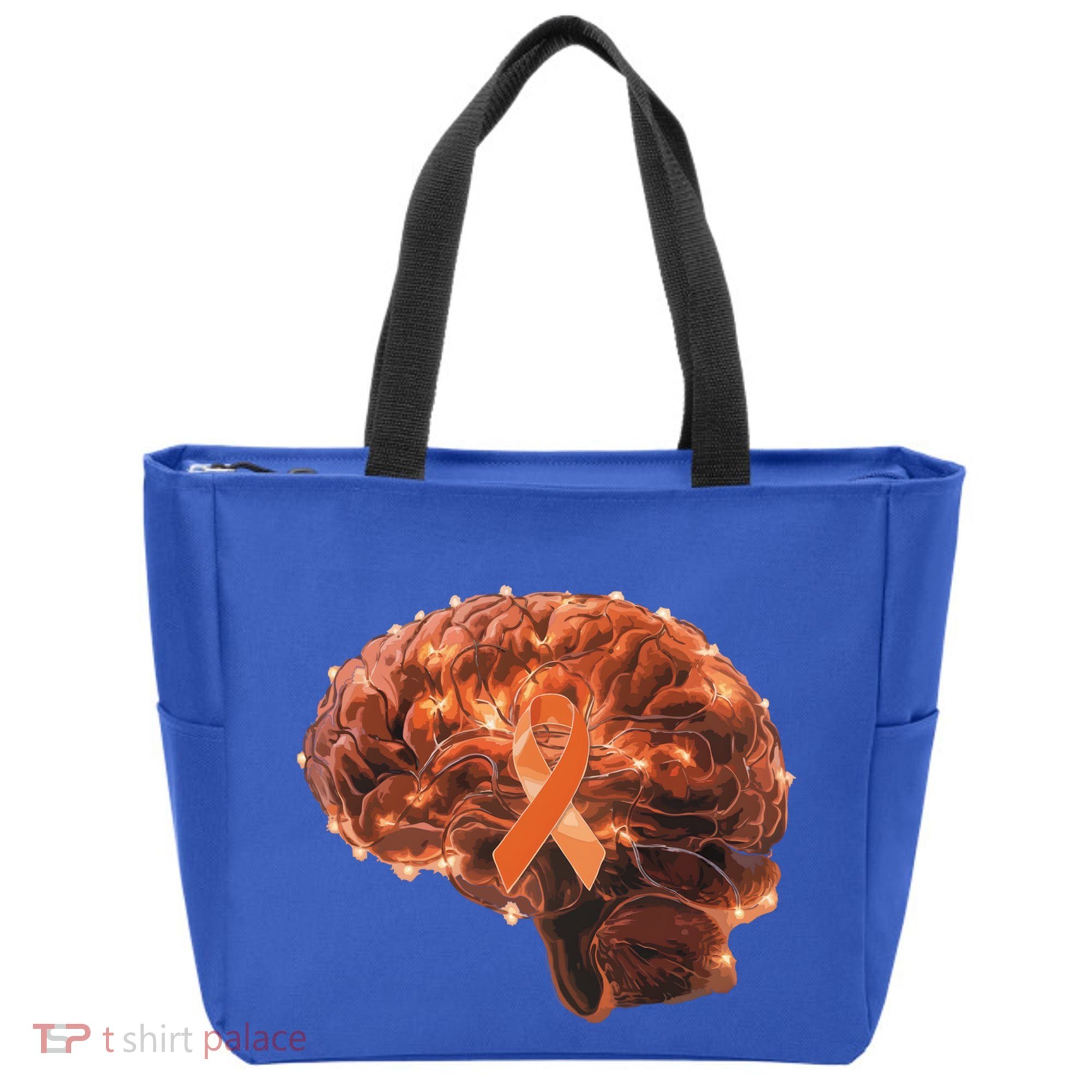 Brain Art Orange Ribbon Multiple Sclerosis Awareness Gift Tote Bag