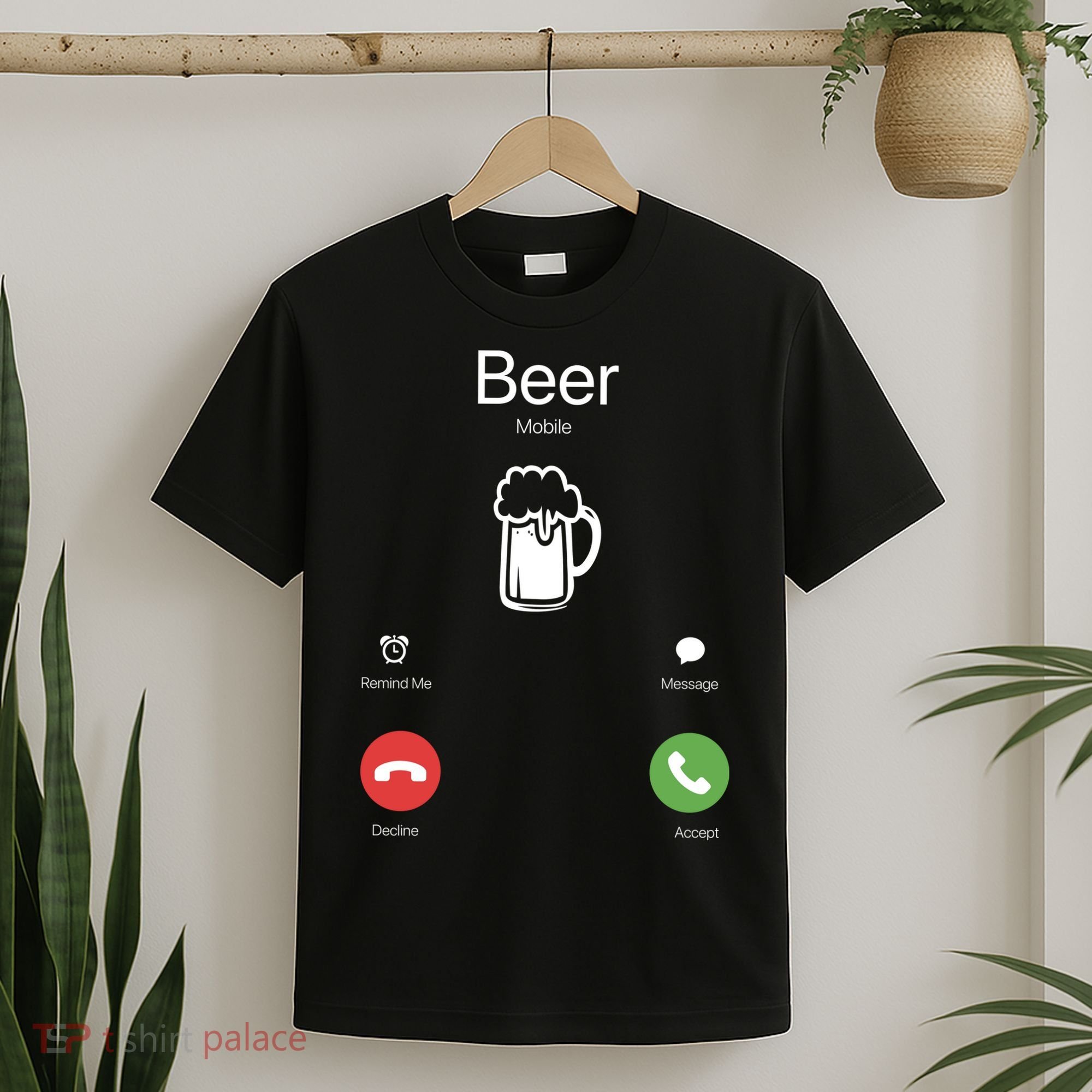 Beer Answer Or Decline Mobil Phone Funny T-Shirt