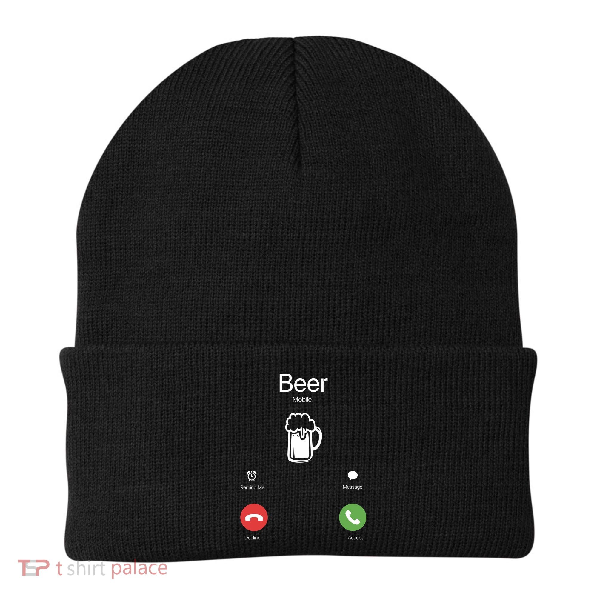 Beer Answer Or Decline Mobil Phone Funny Beanie