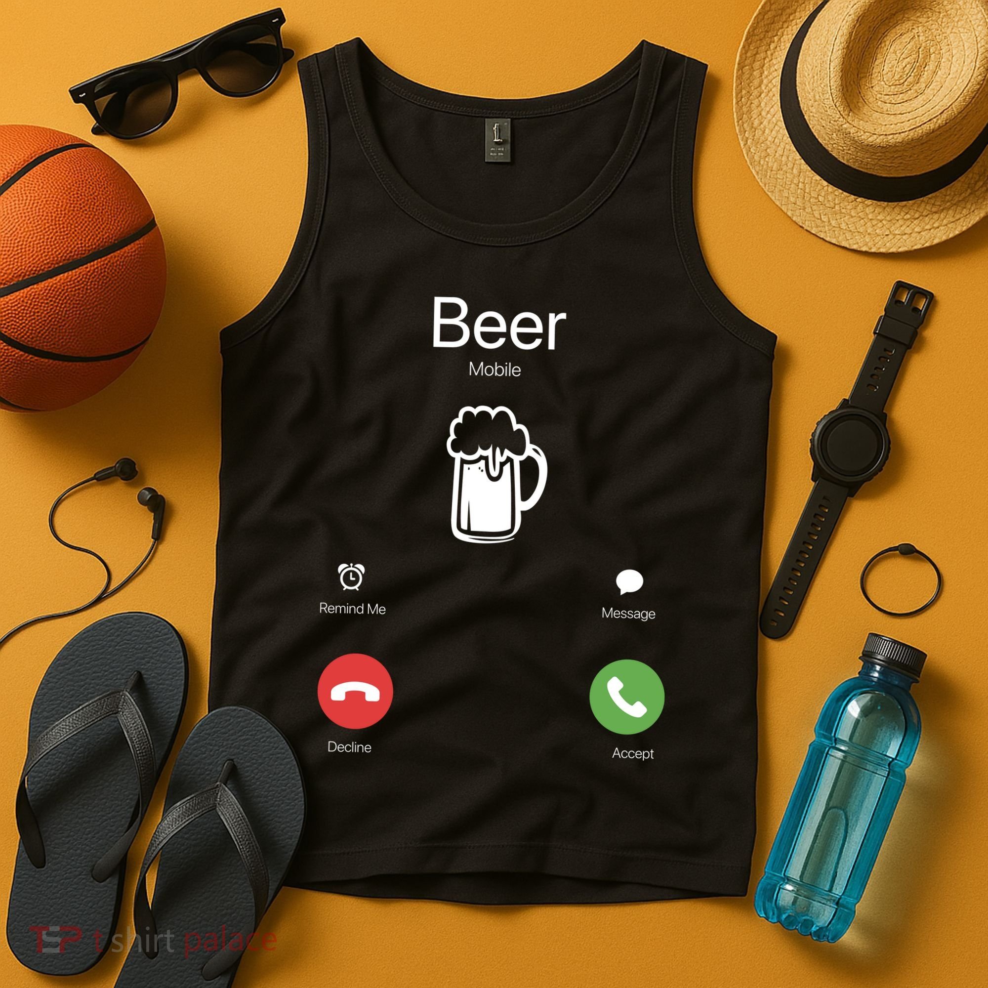 Beer Answer Or Decline Mobil Phone Funny Tank Top
