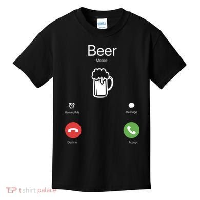 Beer Answer Or Decline Mobil Phone Funny Kids T-Shirt
