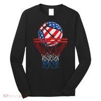 Basketball American Patriotic 4th Of July Us Flag Long Sleeve Shirt thumb 0