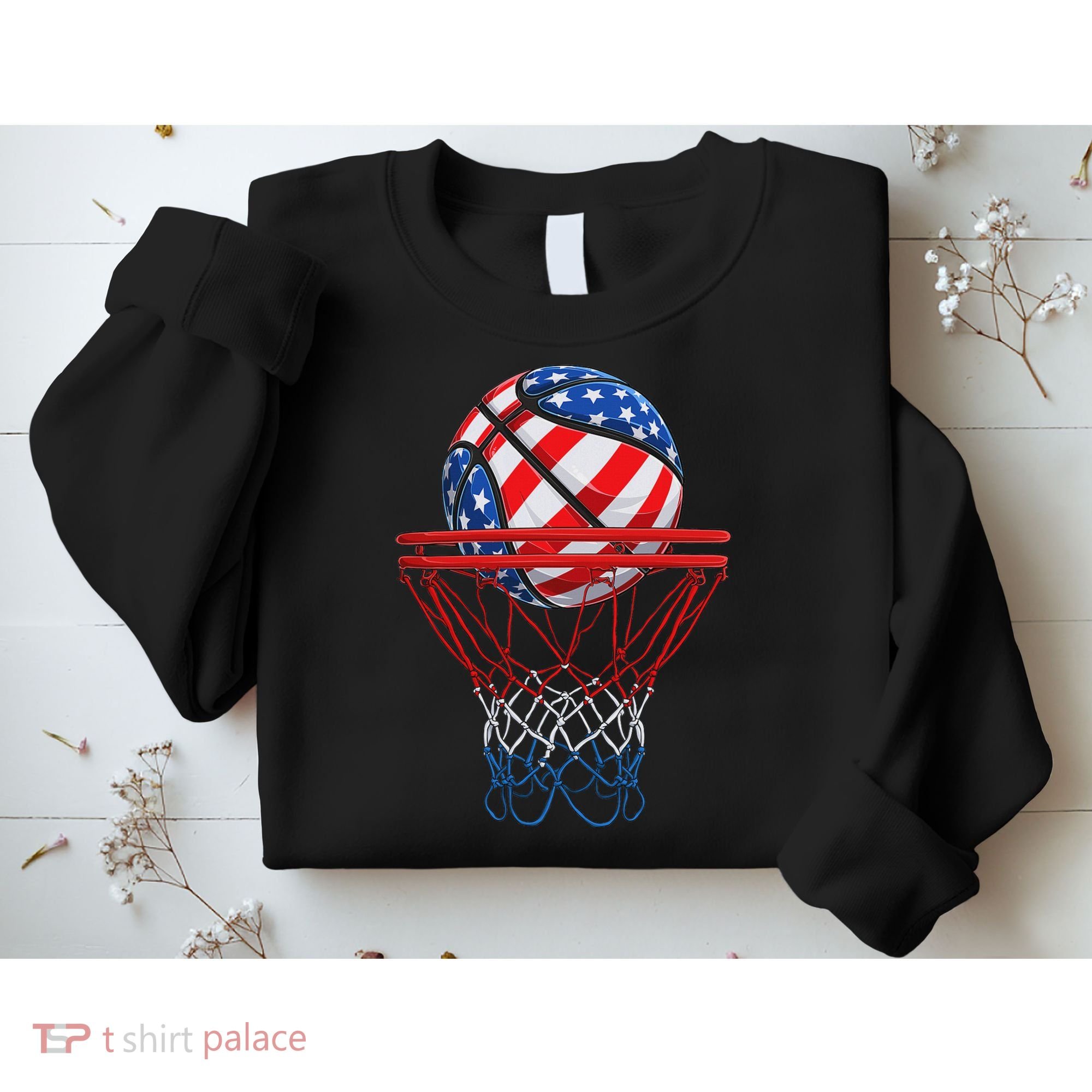 Basketball American Patriotic 4th Of July Us Flag Sweatshirt