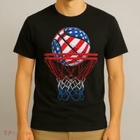 Basketball American Patriotic 4th Of July Us Flag T-Shirt thumb 3