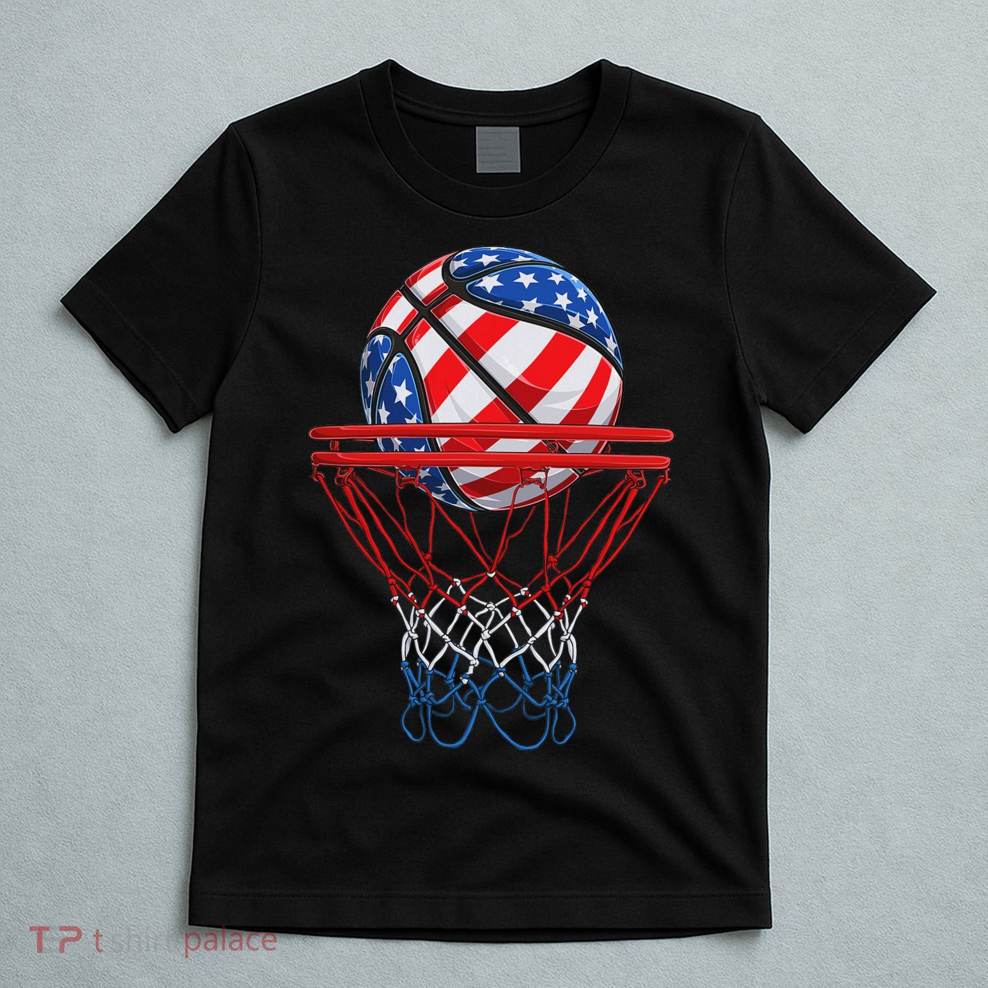 Basketball American Patriotic 4th Of July Us Flag T-Shirt