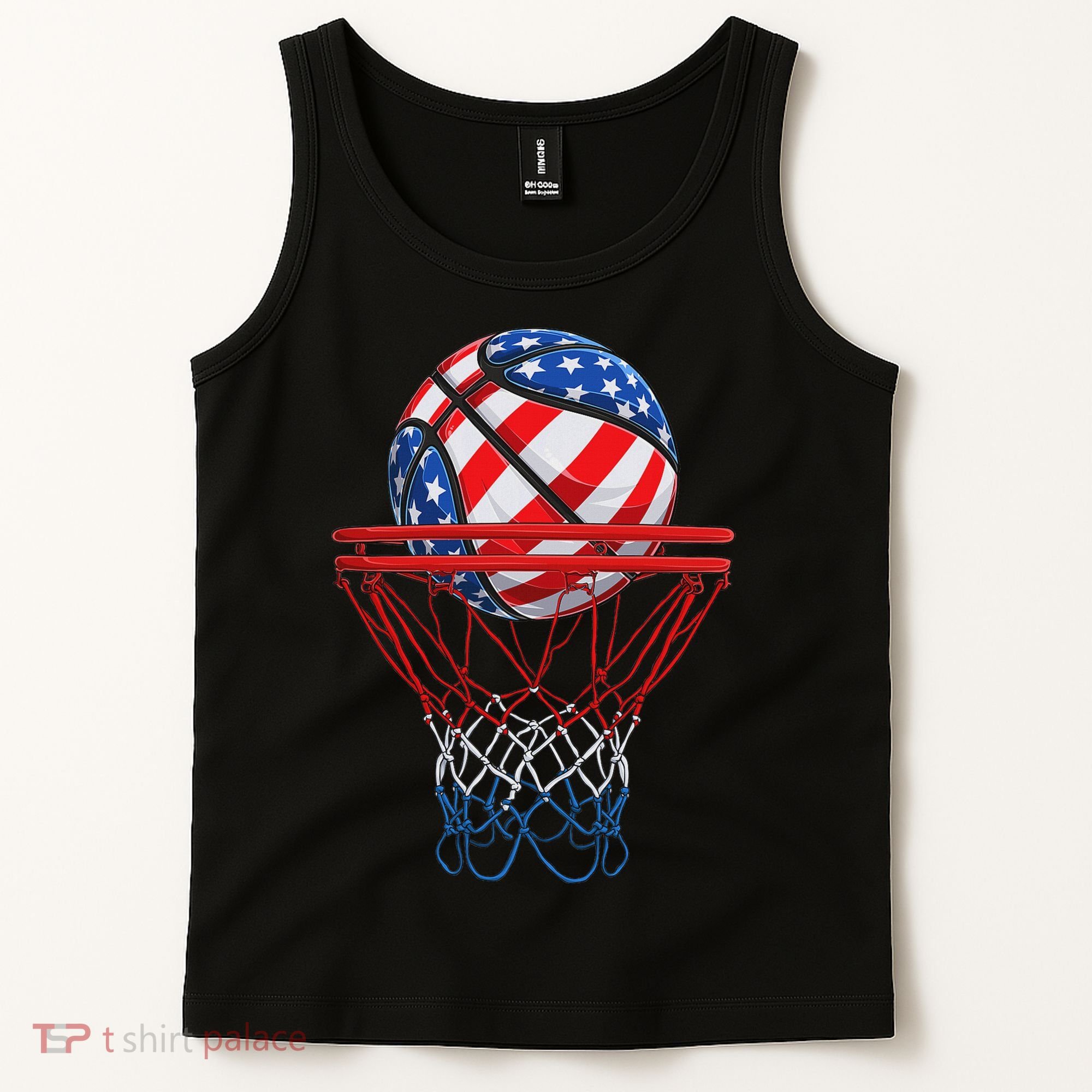 Basketball American Patriotic 4th Of July Us Flag Tank Top