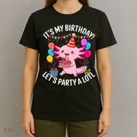 Birthday Axolotl Party Kawaii Axolotl  T-Shirt thumb 4
