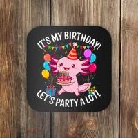 Birthday Axolotl Party Kawaii Axolotl  Coaster thumb 0