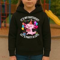 Birthday Axolotl Party Kawaii Axolotl  Kids Hoodie thumb 3